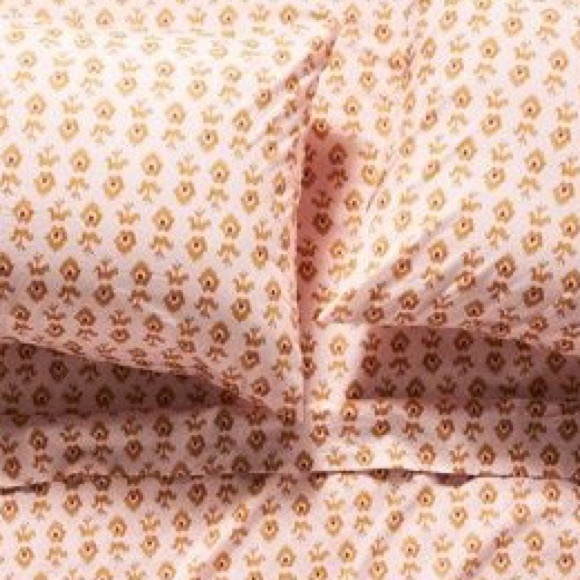 Anthropologie Kemali Pink 100% Organic Cotton Percale Kingsize Pillow Case Set/2